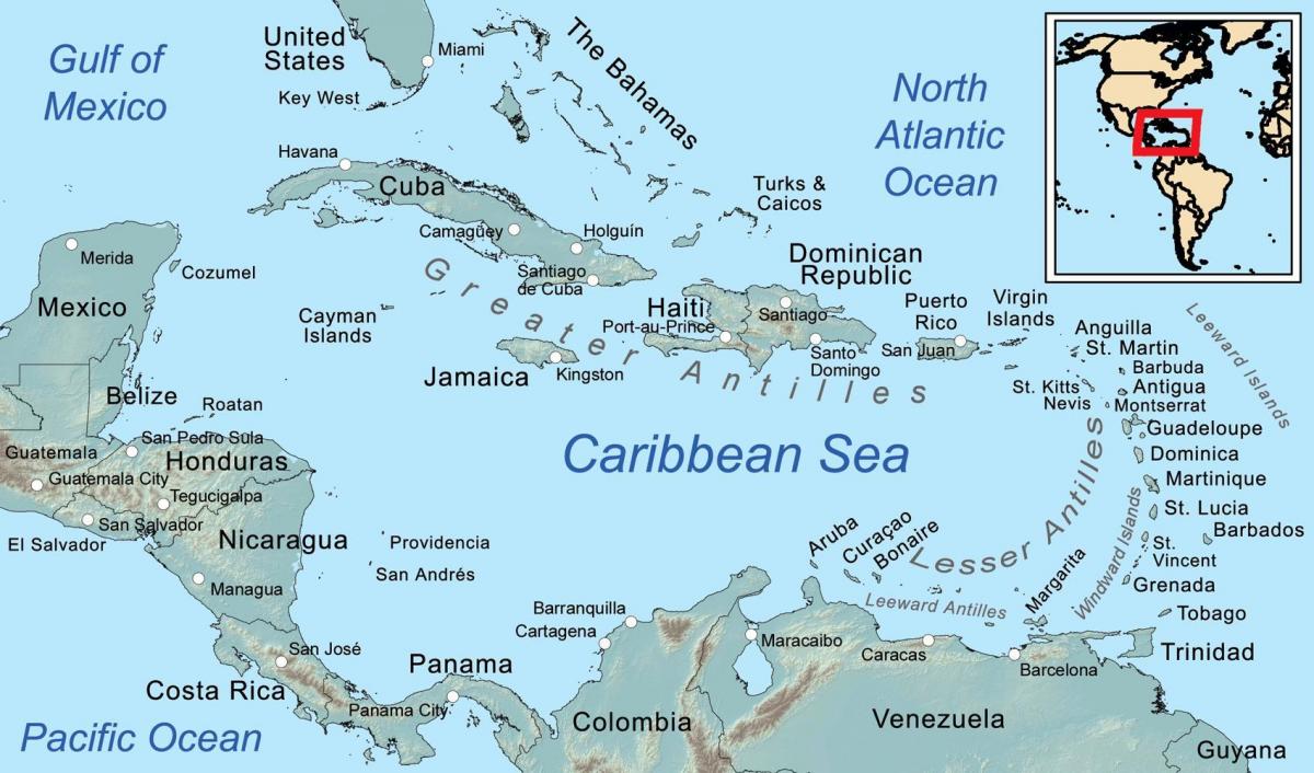 kaart Belize ja ümbritsevad saared