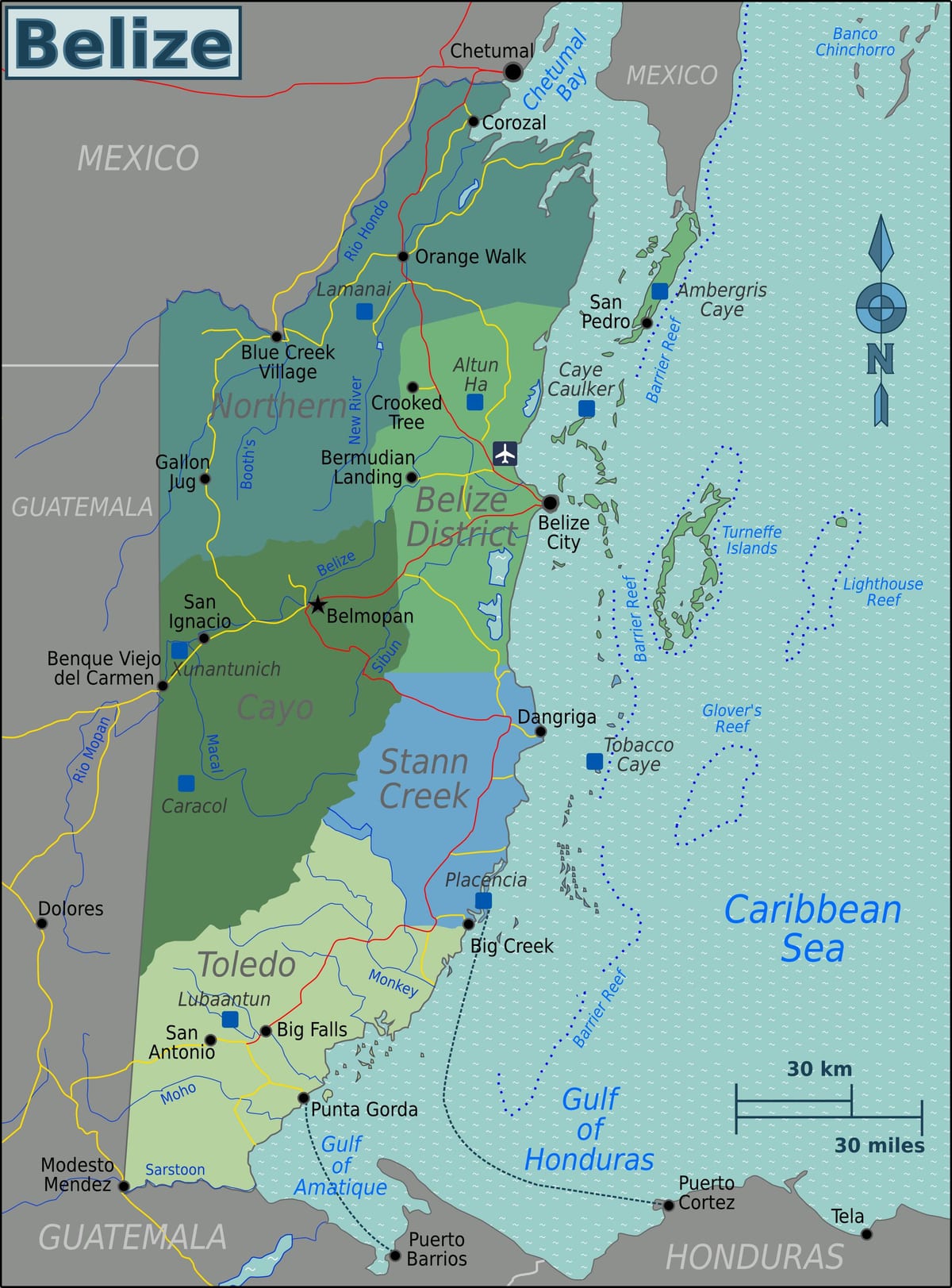 Belize ' i rahvusvaheline lennujaam kaart