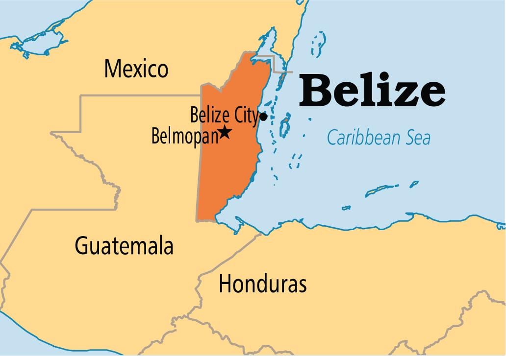 kaart Belize belmopan
