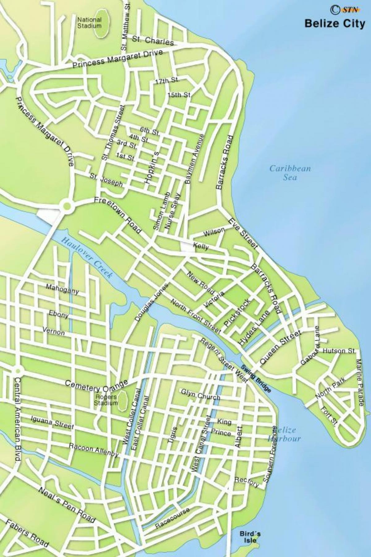 kaart Belize city tänavatel