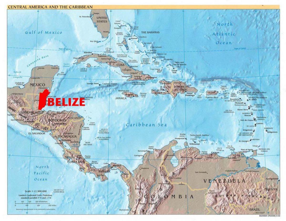 Kaart Belize kesk-ameerika