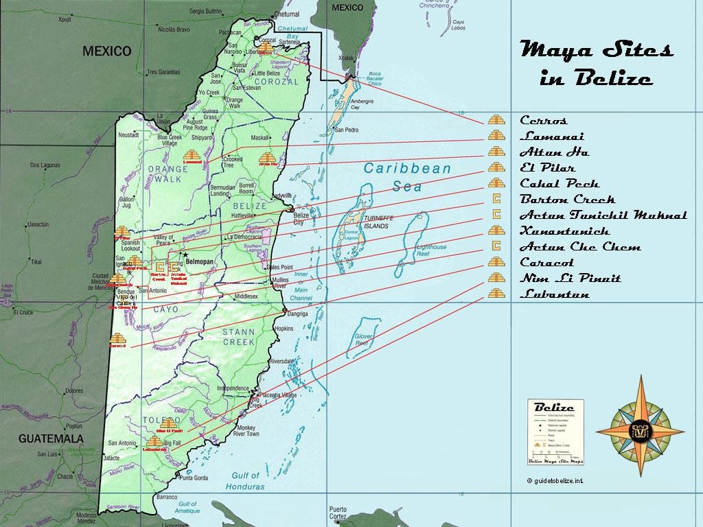 Kaart Belize püramiidid