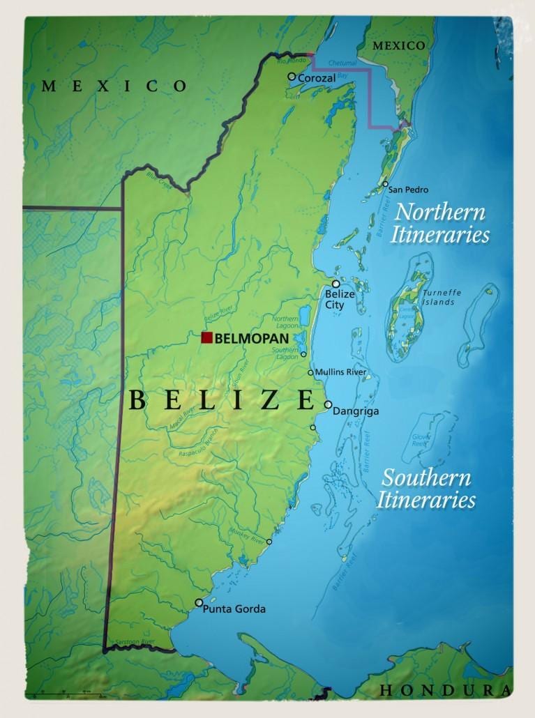 Kaart Belize purjetamine