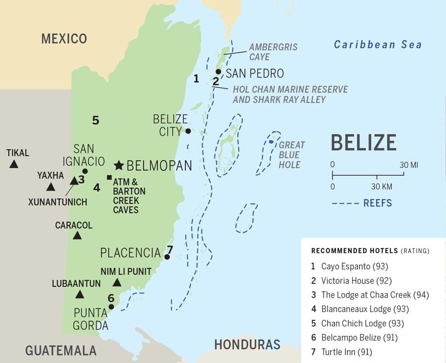 Kaart Belize rannad