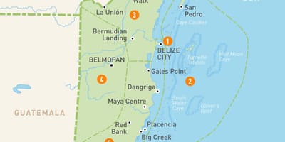Kaart Belize ja ümberkaudsed riigid