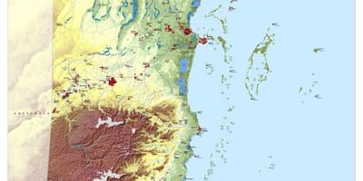 Kaart, topograafilised Belize